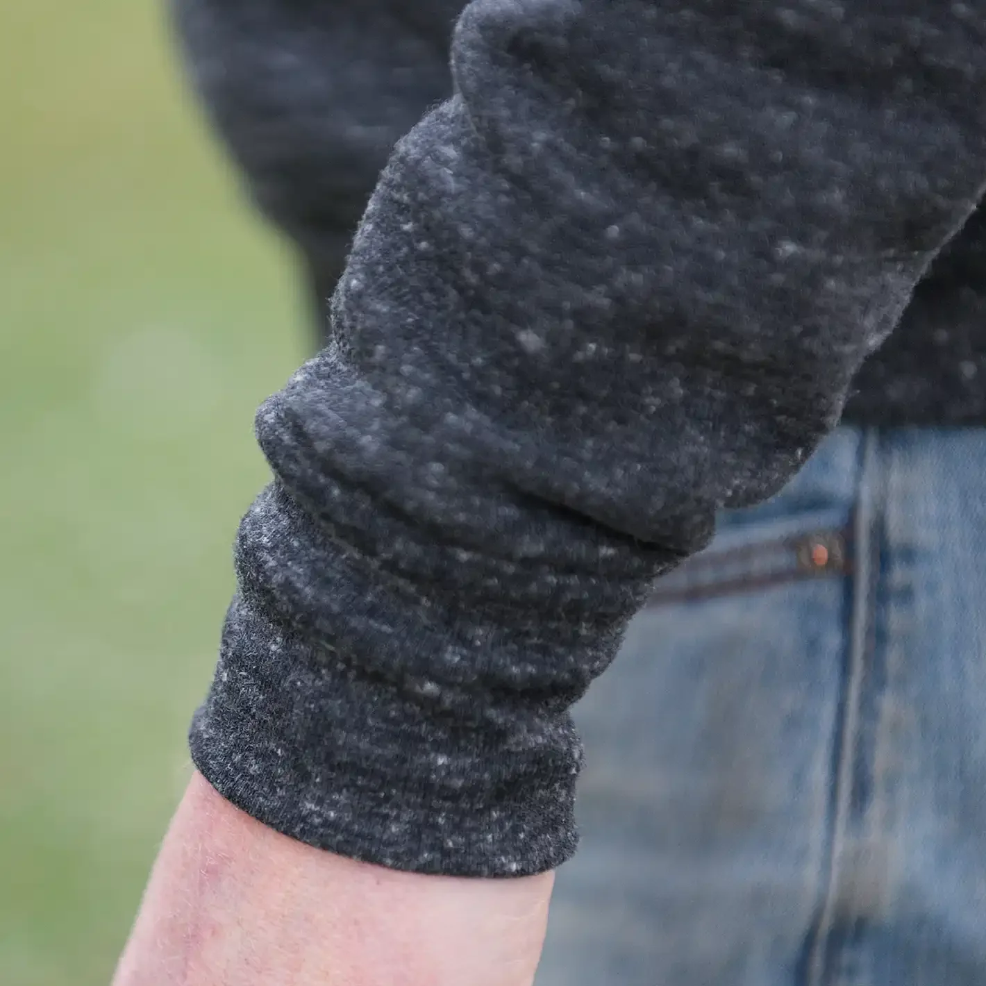 Full Zip Embroidered Hoodie - Charcoal - Image 11