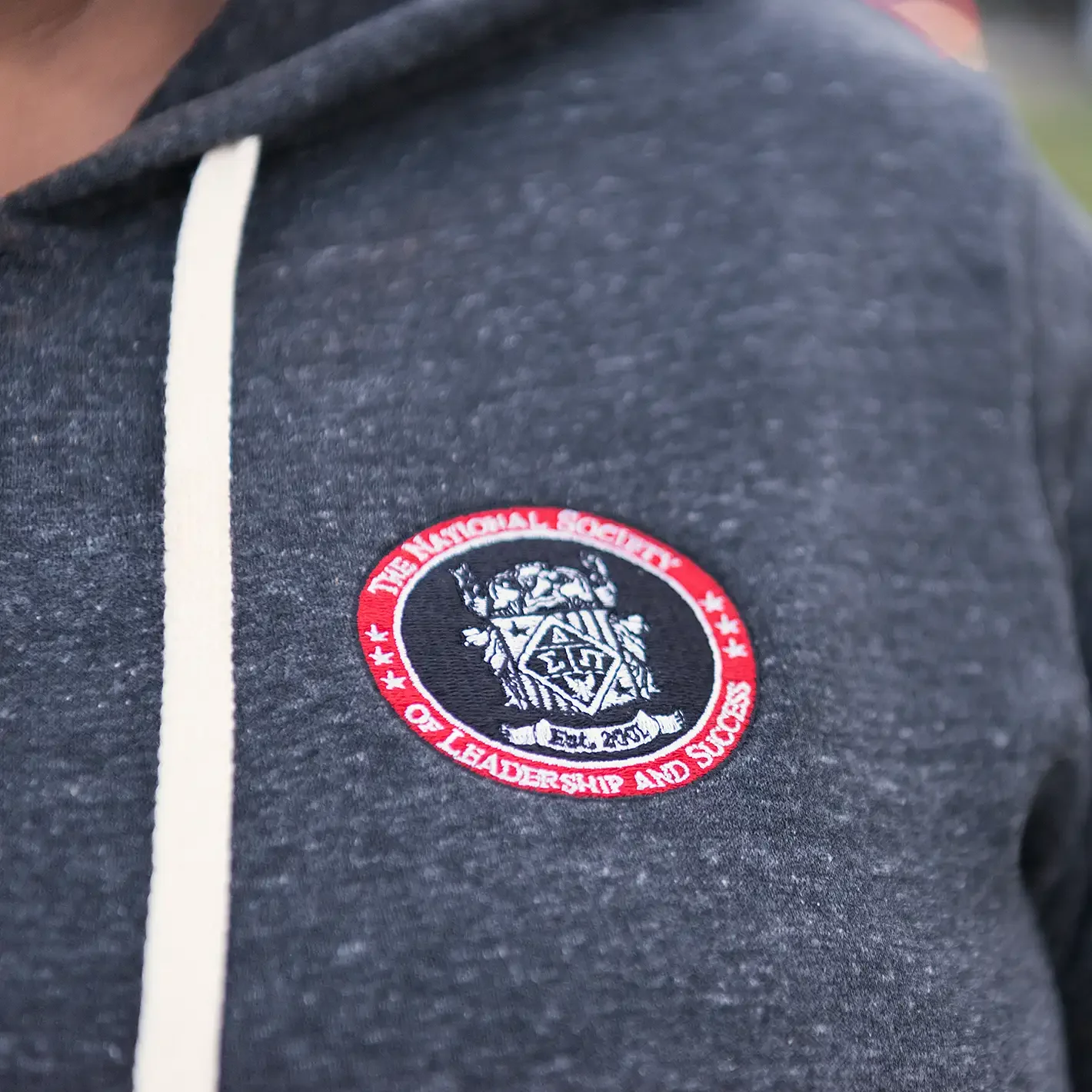 Full Zip Embroidered Hoodie - Charcoal - Image 4