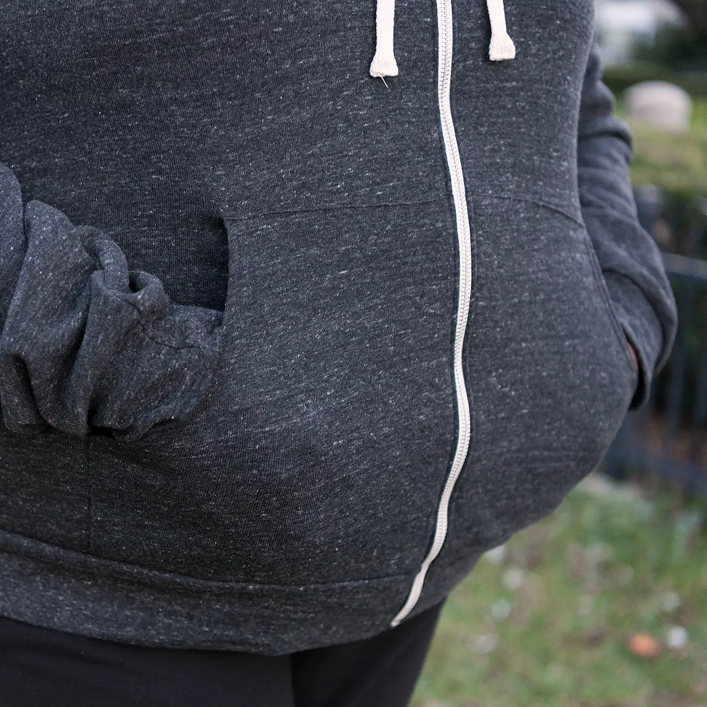 Full Zip Embroidered Hoodie - Charcoal - Image 5