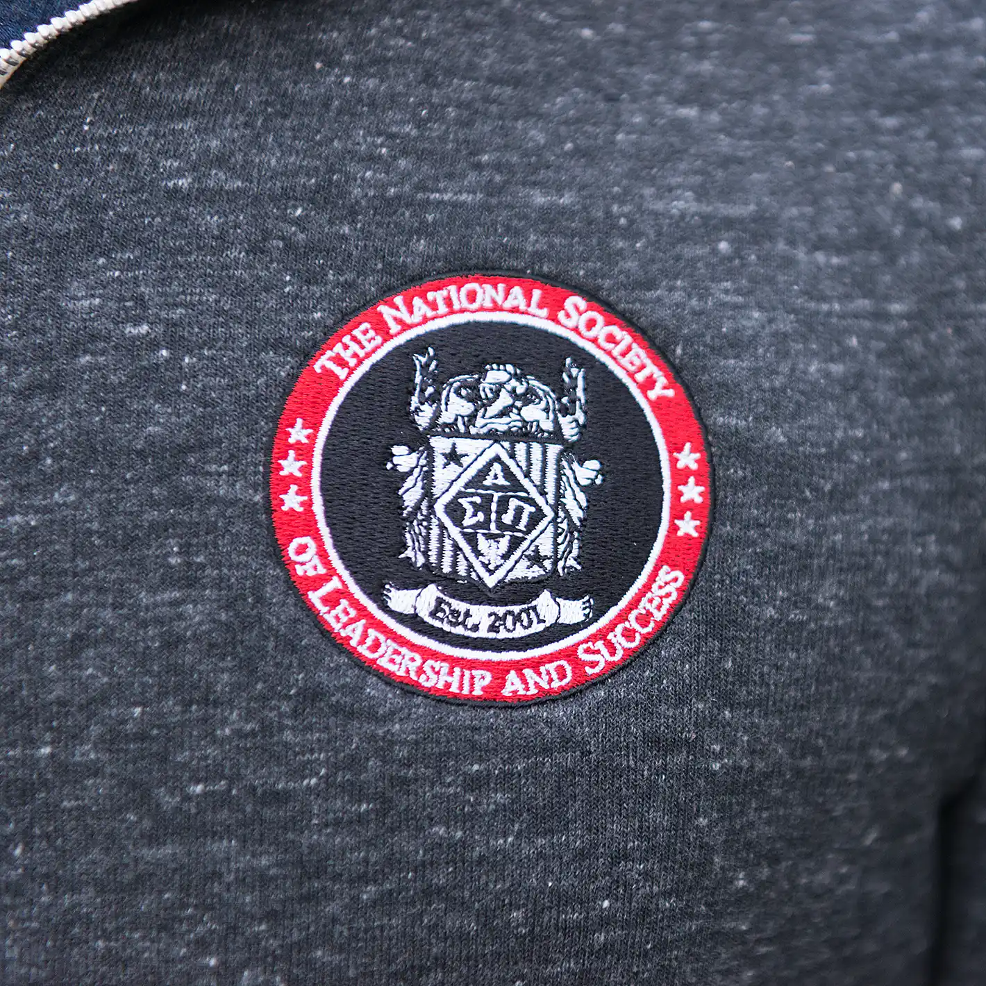 Full Zip Embroidered Hoodie - Charcoal - Image 8