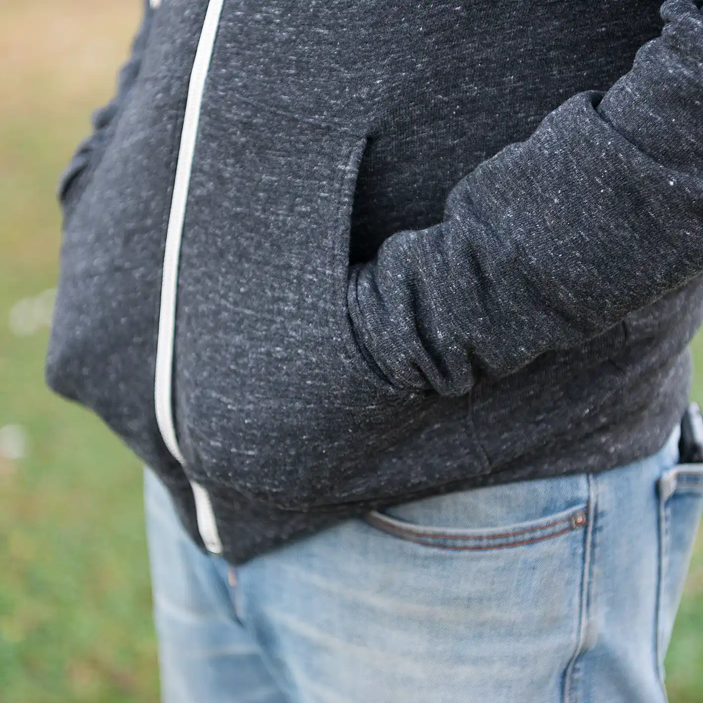 Full Zip Embroidered Hoodie - Charcoal - Image 9