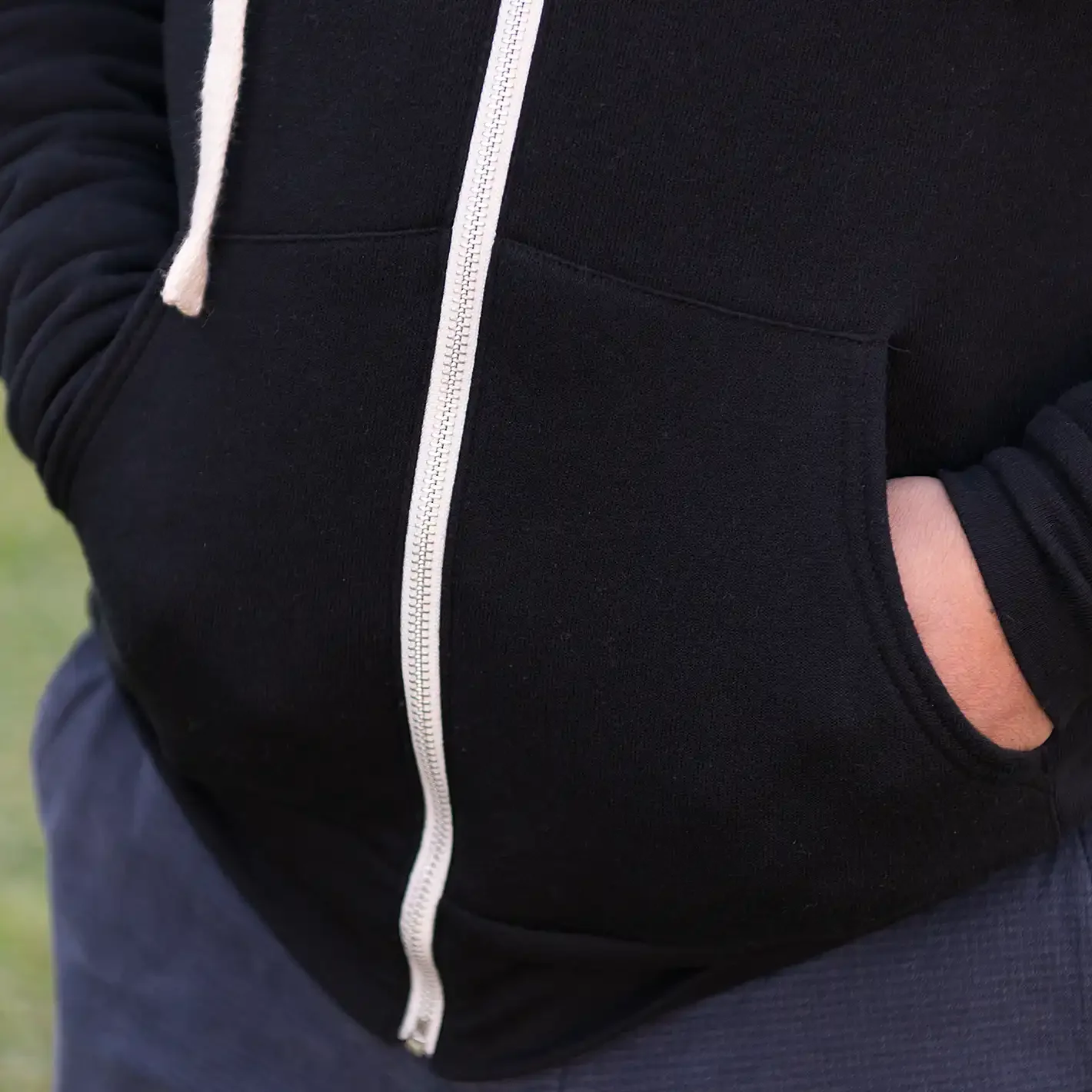 Full Zip Embroidered Hoodie - Black - Image 3