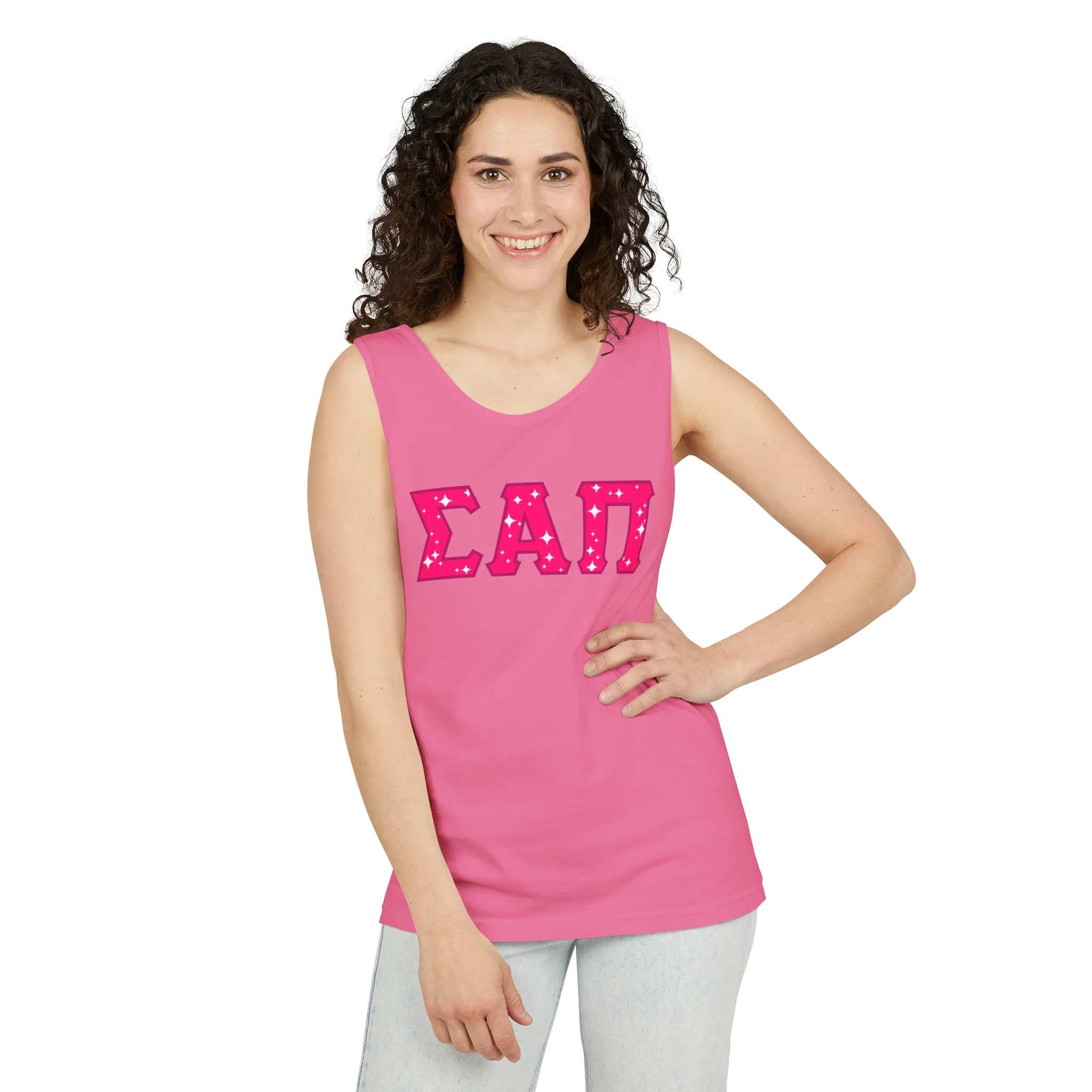 Sigma Alpha Pi Tank Top - Pink logo - Image 5