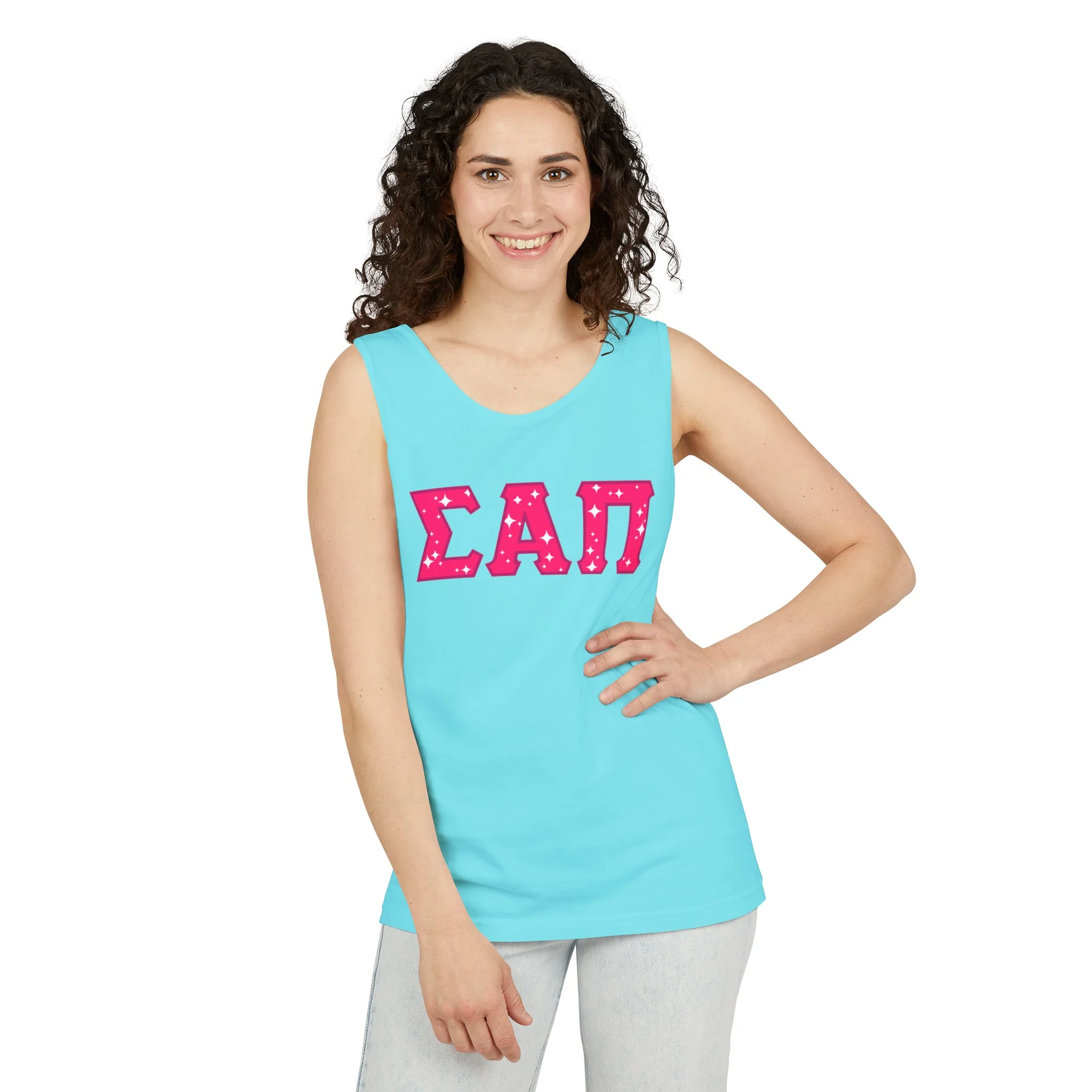 Sigma Alpha Pi Tank Top - Pink logo - Image 7