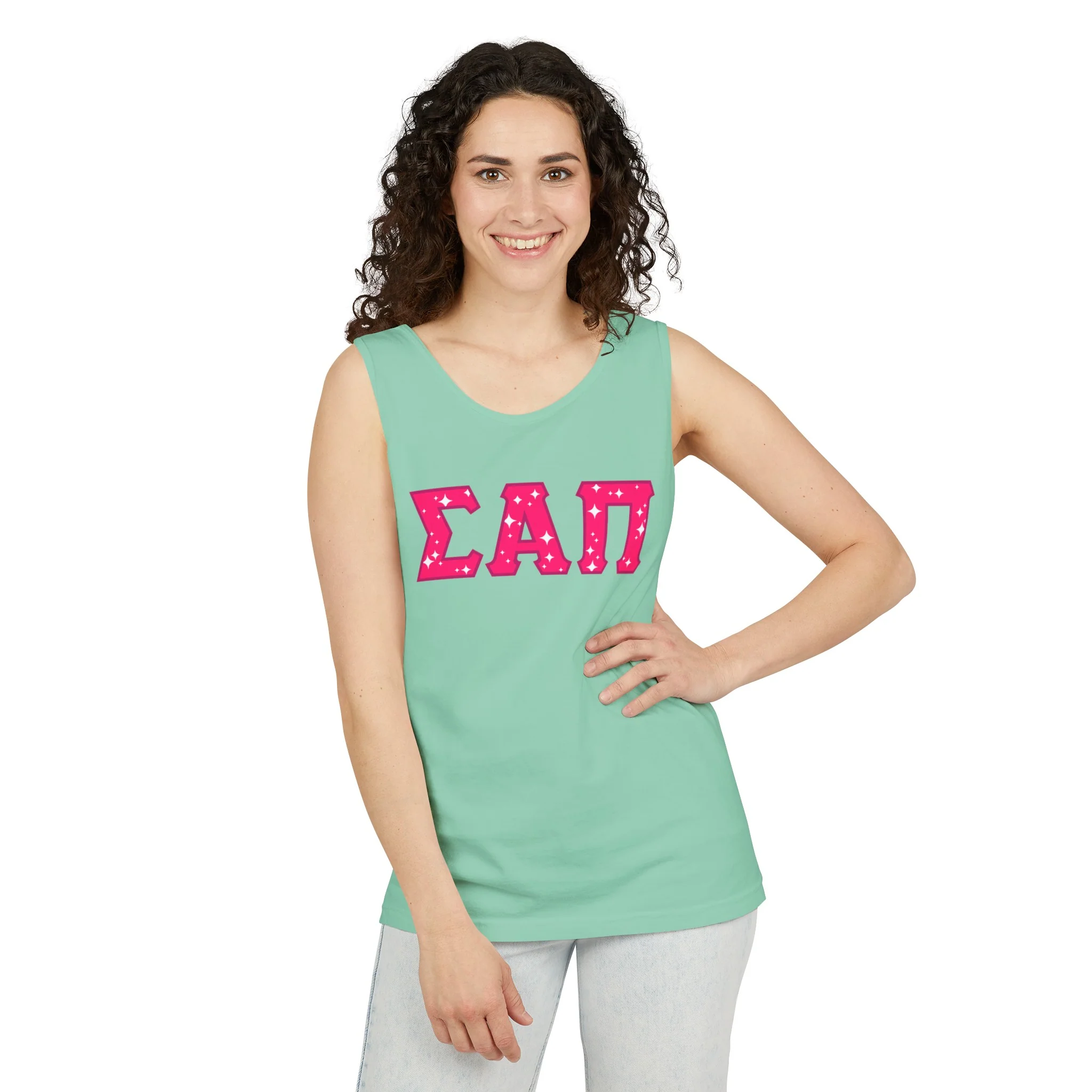 Sigma Alpha Pi Tank Top - Pink logo - Image 9